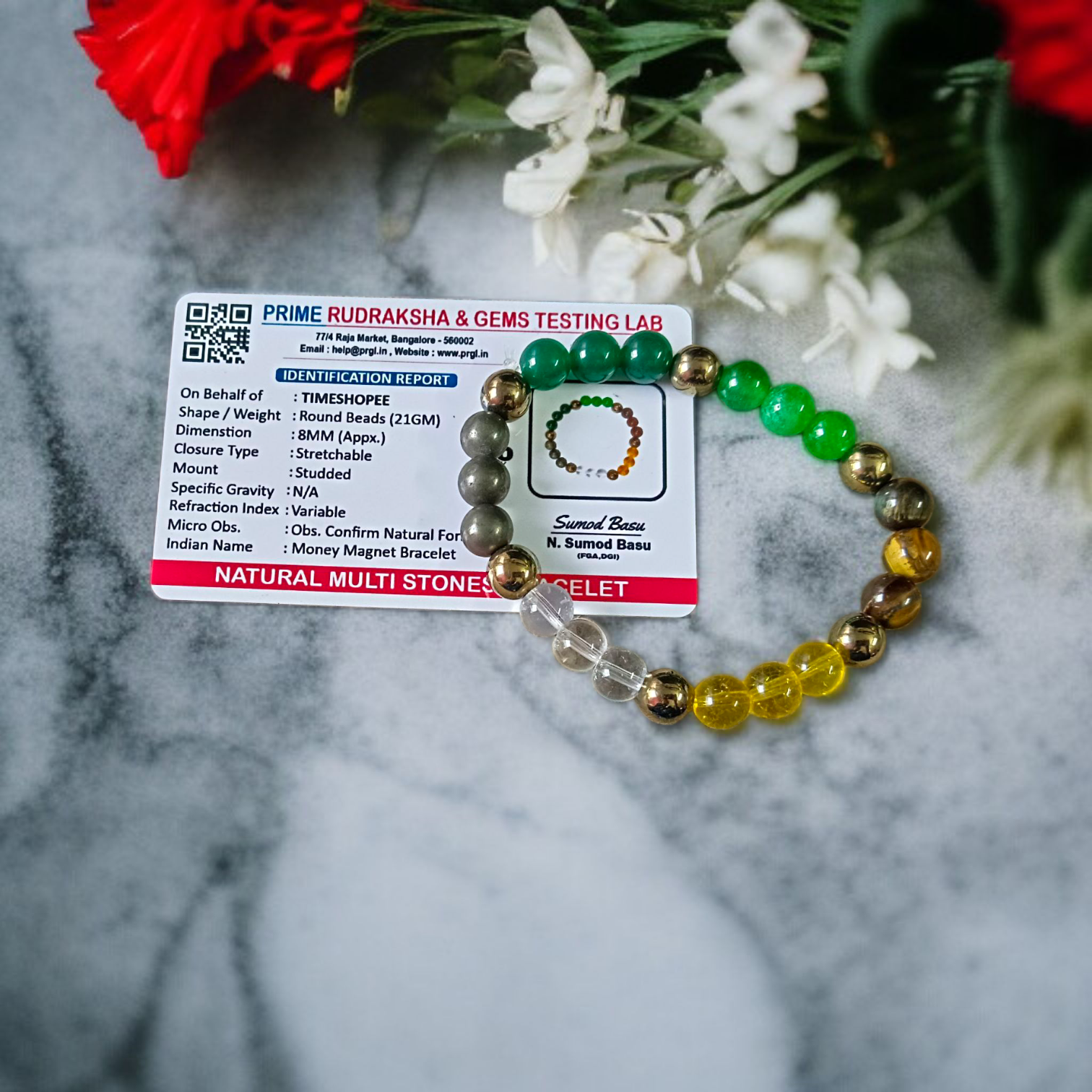 Spiritual Money Magnet Bracelet with 8mm Lab Certified Magnetic Beads on a stretchable band, ideal for meditation and daily wear