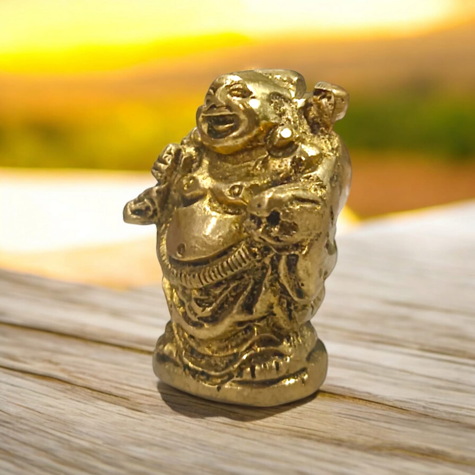 Standing Brass Laughing Buddha Idol - Available in 4.5 cm (120 gm) and 6.5 cm (220 gm) by Timeshopee-Online Religious Store