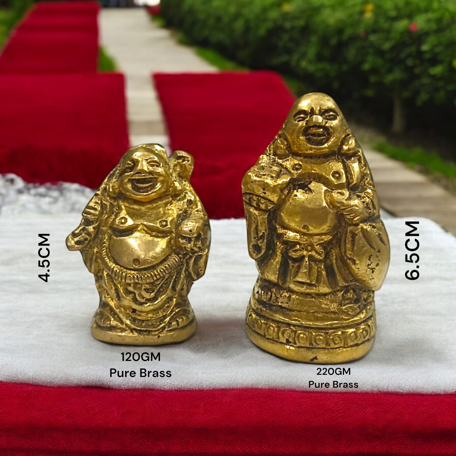 Standing Brass Laughing Buddha Idol - Available in 4.5 cm (120 gm) and 6.5 cm (220 gm) by Timeshopee-Online Religious Store