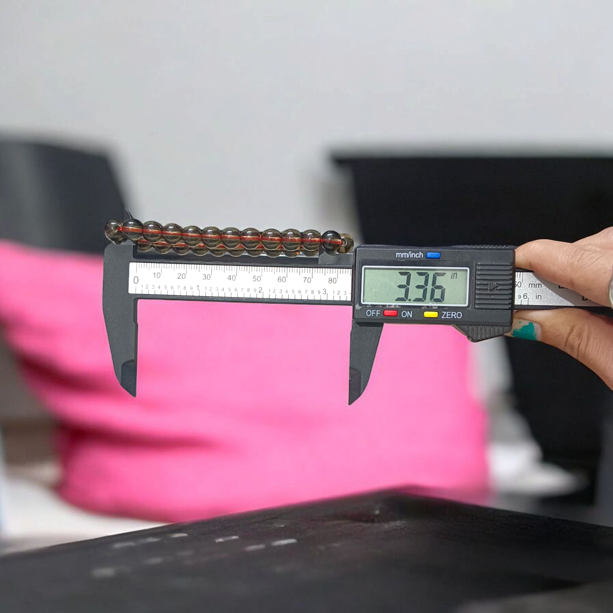 Stretchable Natural Smokey Quartz Bracelet made with 8mm round beads, suitable for men and women, displayed on a white background