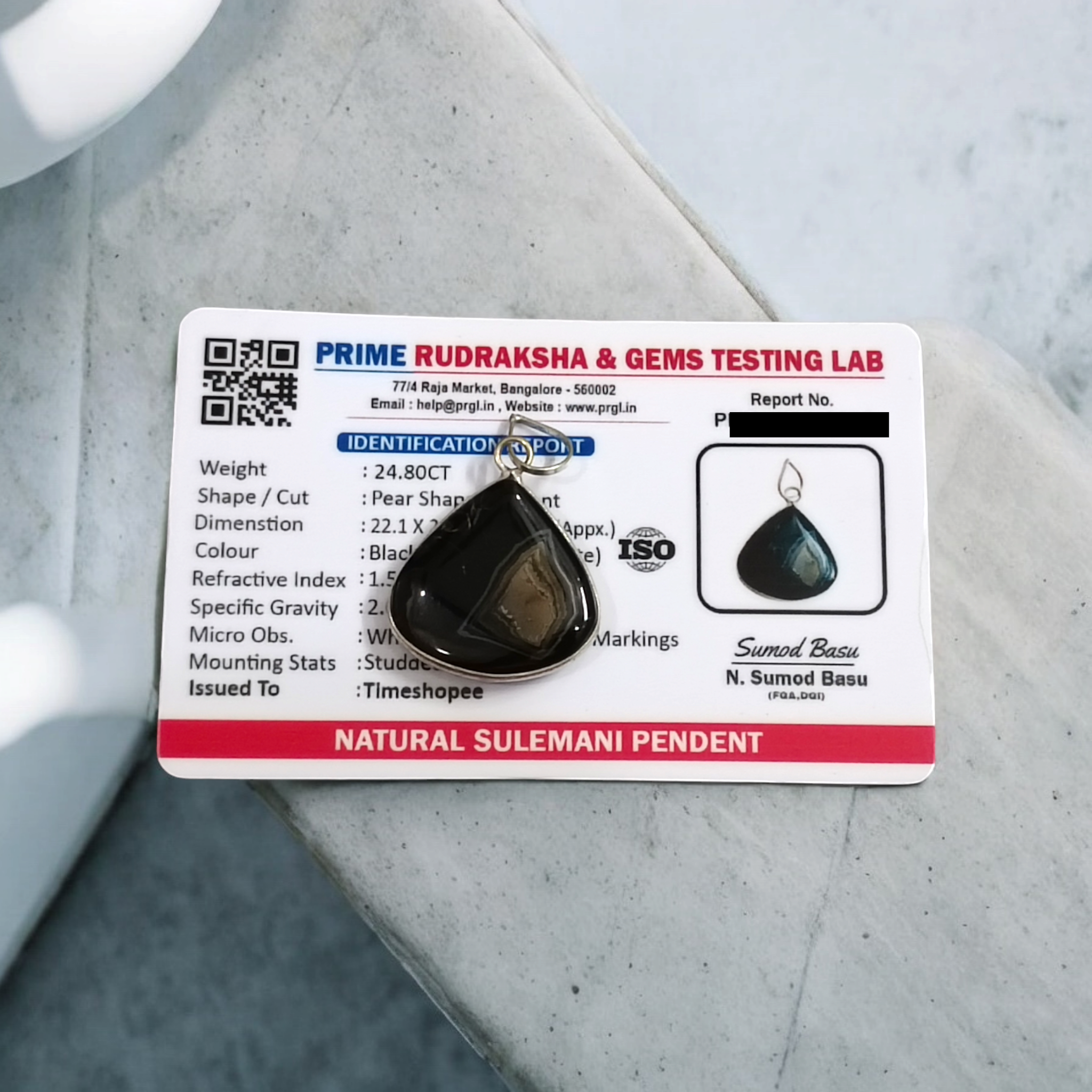 Sulemani Hakik Pendant with Thread | Lab Certified | Timeshopee