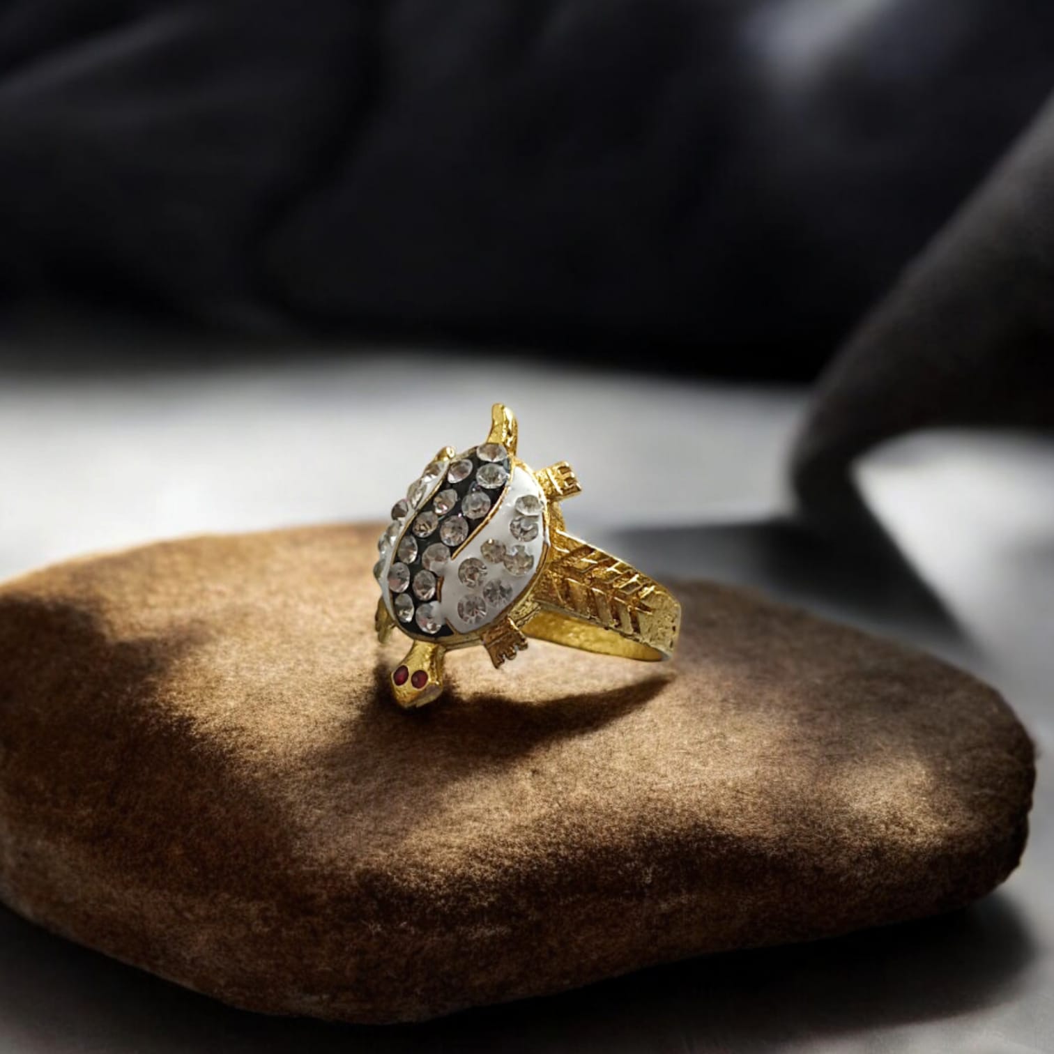 Tortoise Ring – Kachua ki Anguthi | Silver & Brown with Stylish Zircon Diamond Design | Timeshopee