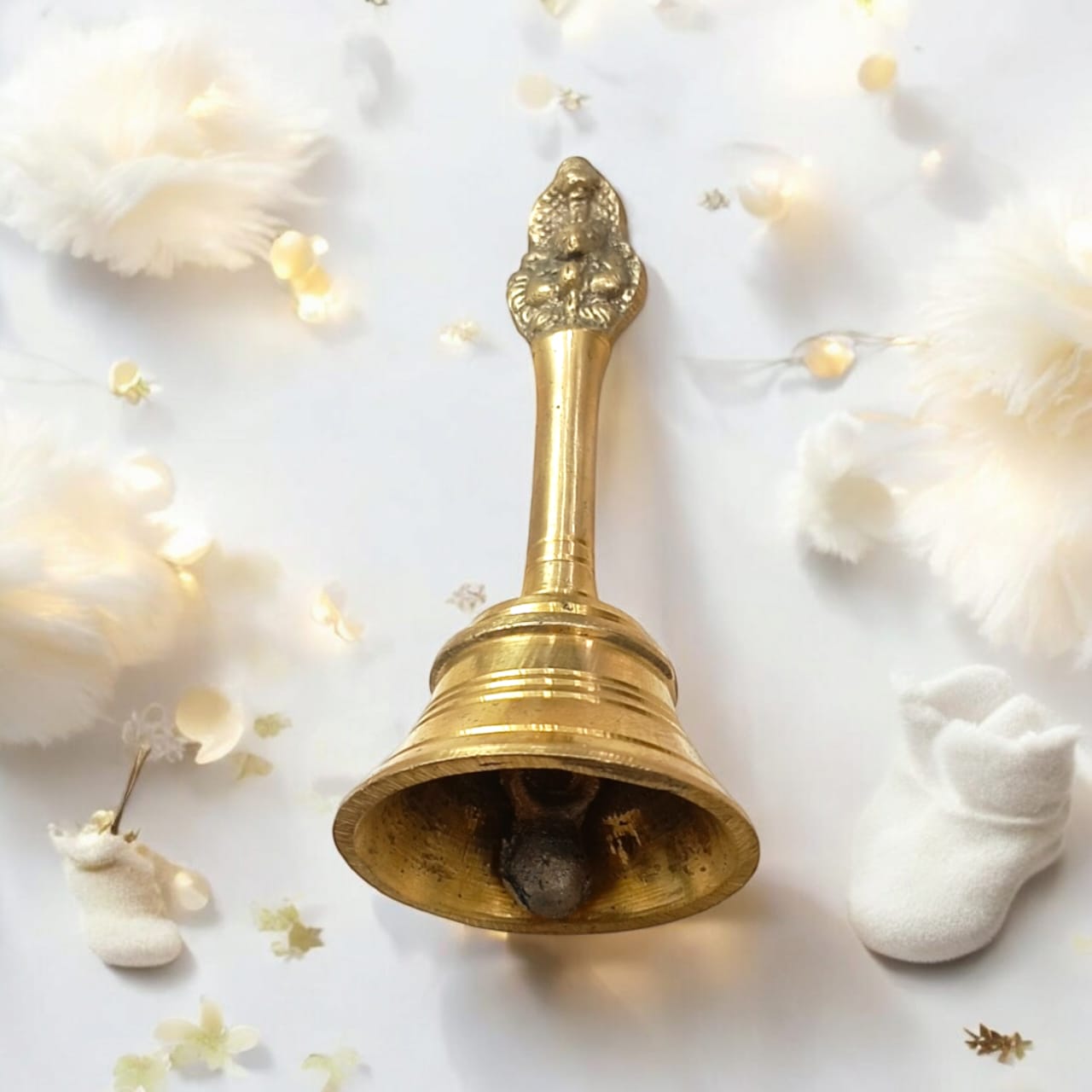 Traditional Brass Pooja Bell (Ghanti) for Temple, available at Timeshopee.