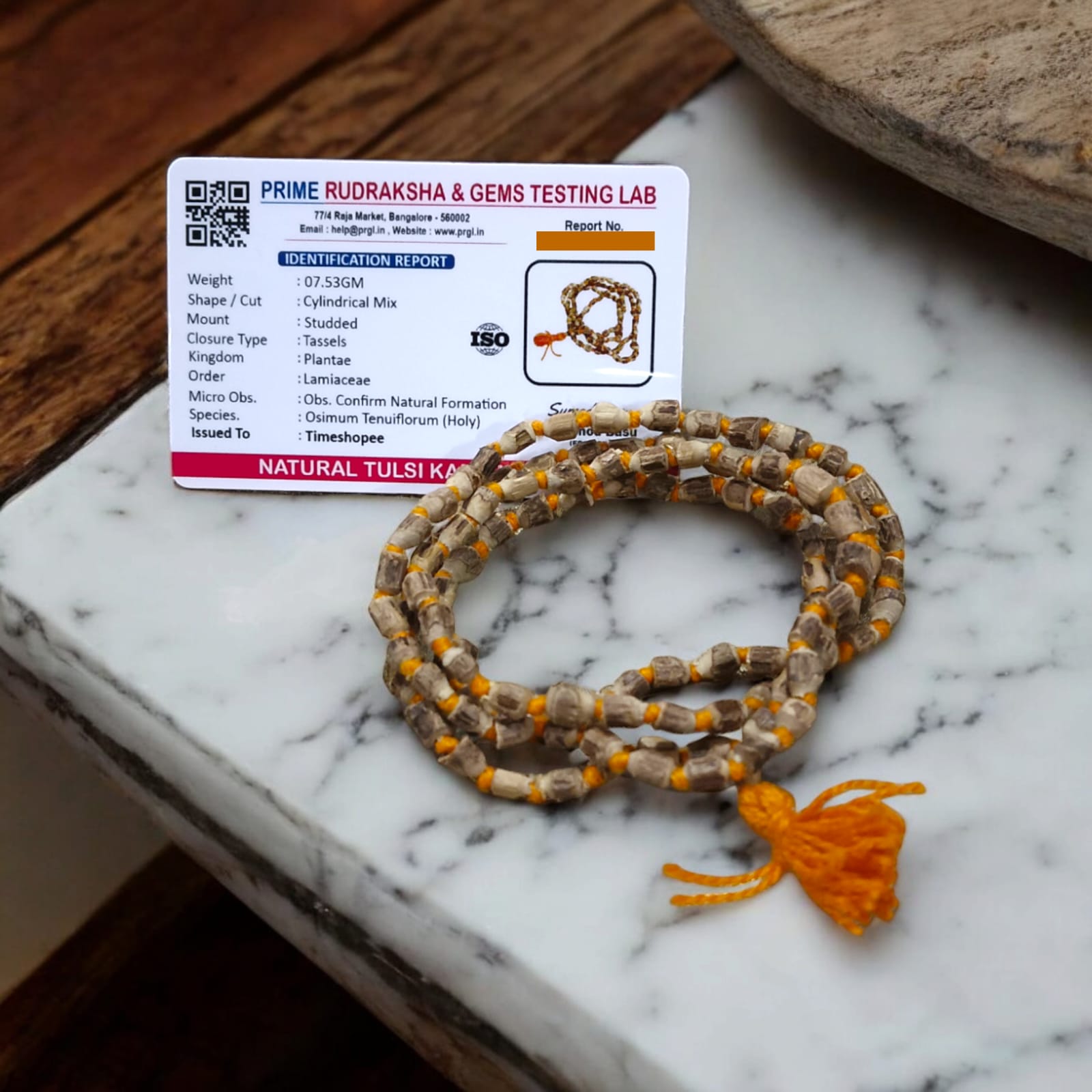 Tulsi Kanthi Mala | Small Beads | Lab Certified | Timeshopee
