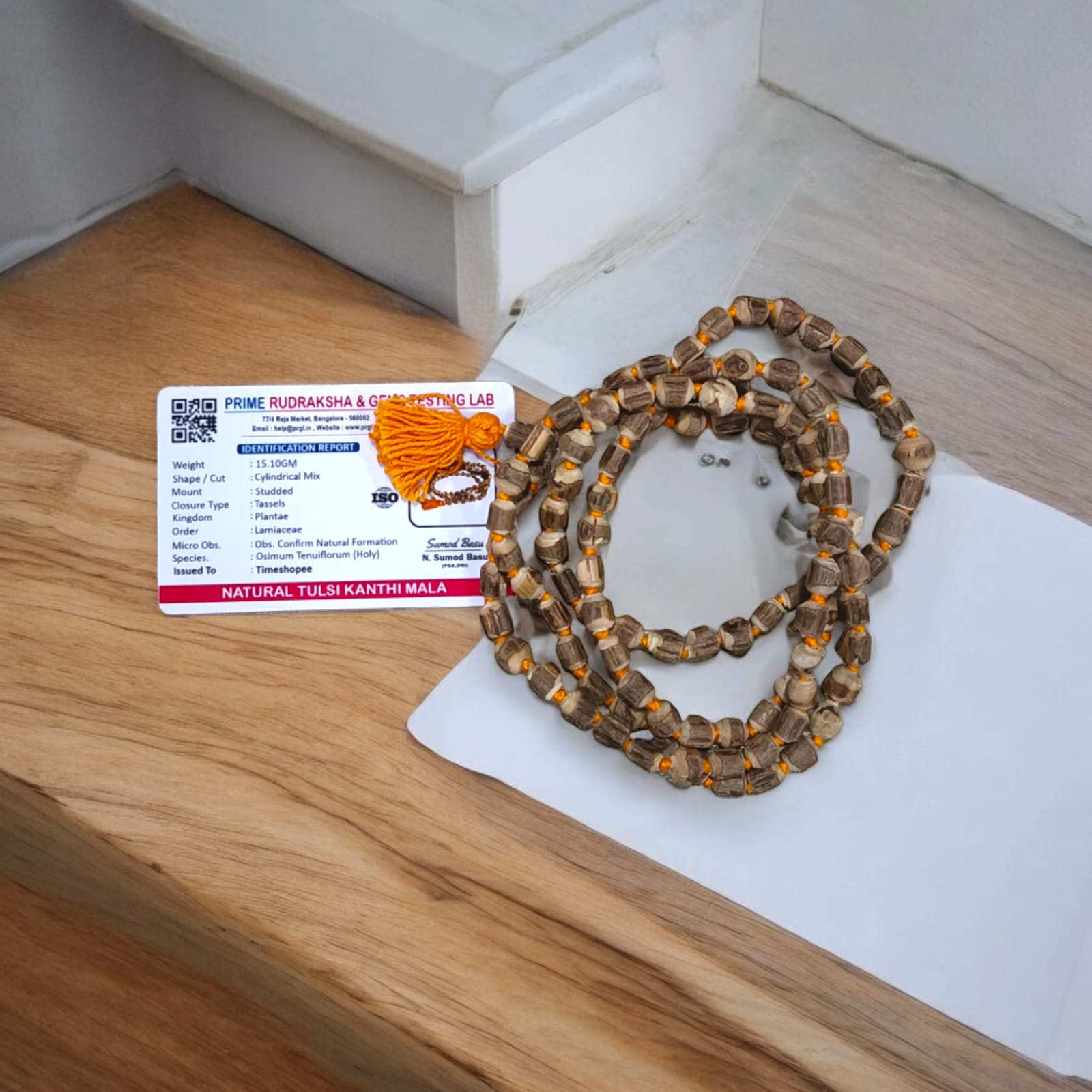 Tulsi Kanthi Mala | Big Beads | Lab Certified | Timeshopee