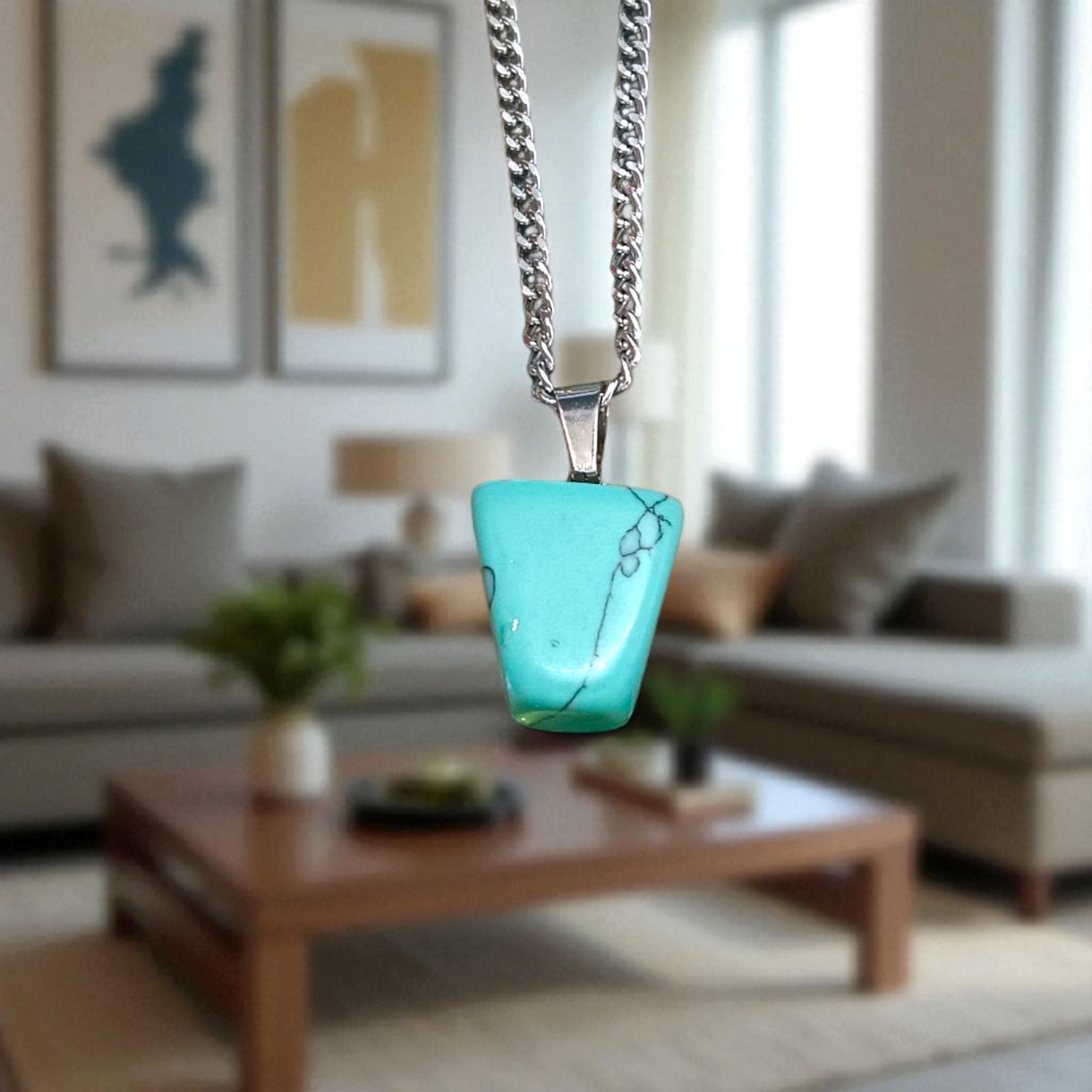 Turquoise Blue Howlite Tumbled Stone – Lab Certified Healing Crystal for Calmness and Spiritual Balance from Timeshopee