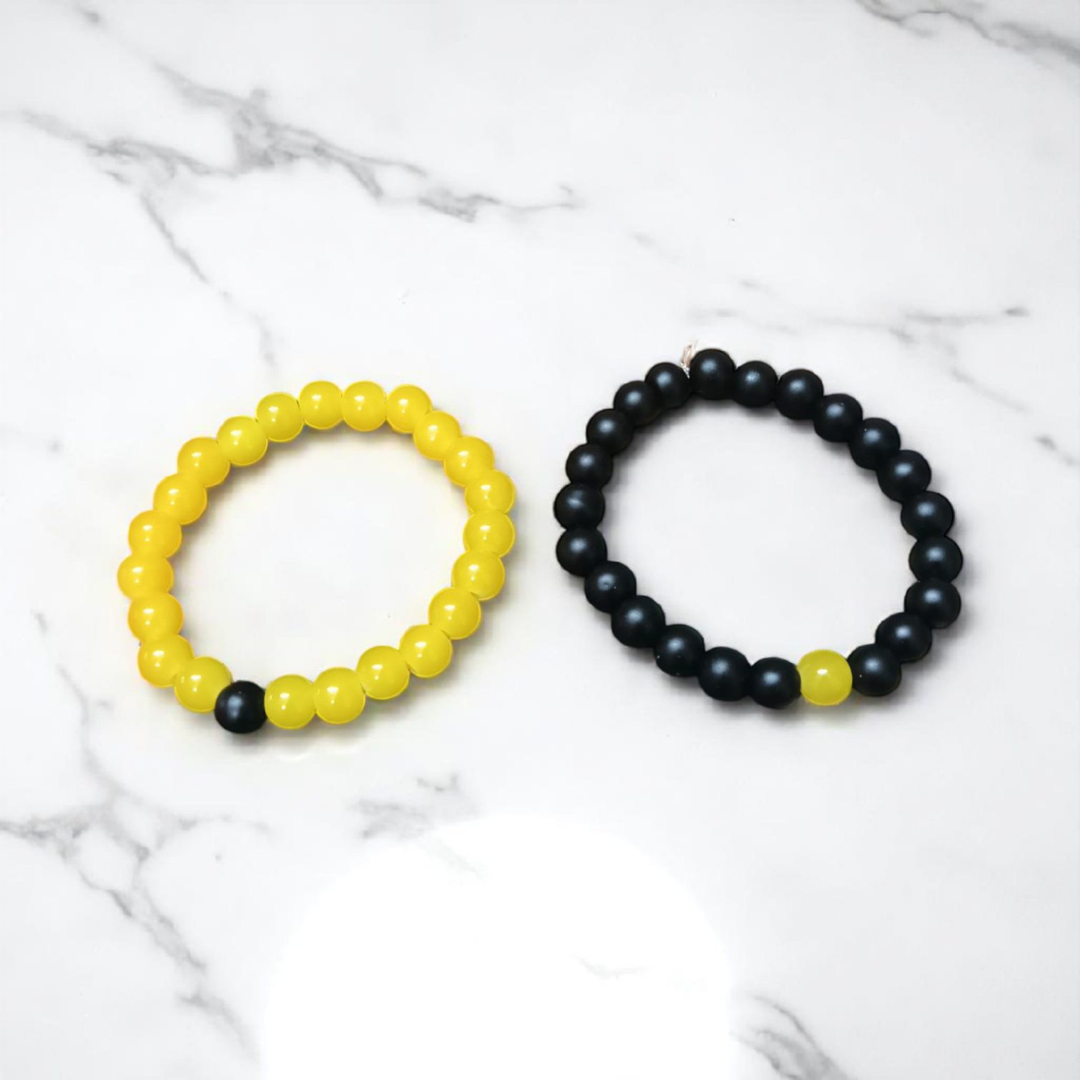 Twin Flame Couple Bracelet – 8MM Lab Certified Yellow Agate & Ebony Stones – Lab Certified | Timeshopee