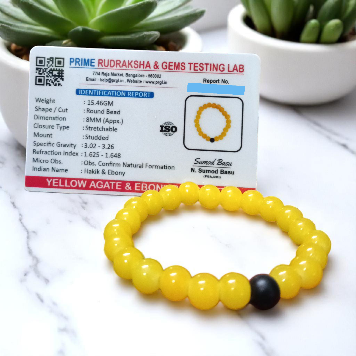Twin Flame Couple Bracelet – 8MM Lab Certified Yellow Agate & Ebony Stones – Lab Certified | Timeshopee