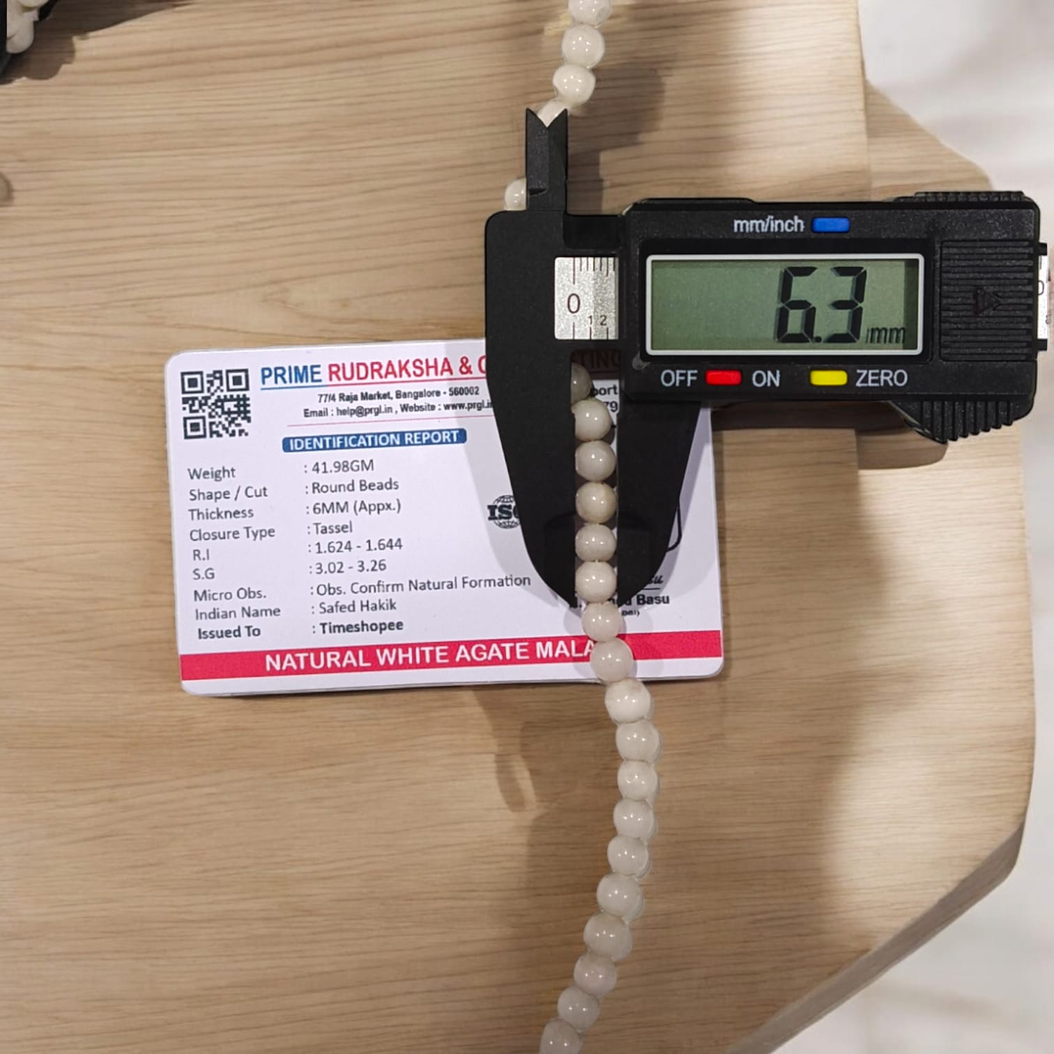 White Agate Mala | Safed Hakik Mala | Lab Certified | Timeshopee