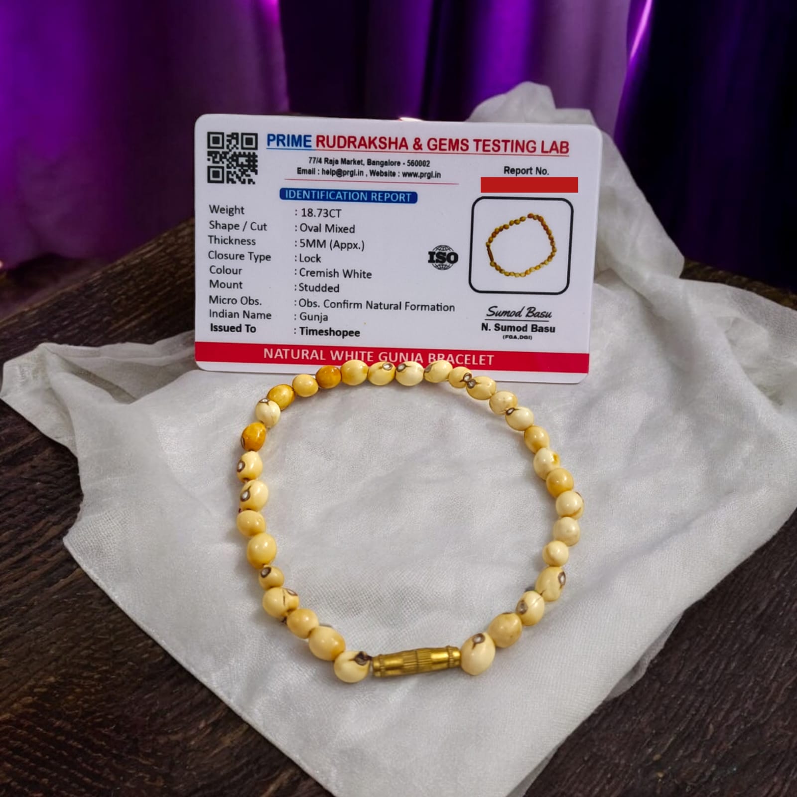 White Gunja Bracelet | Safed Gunja Bracelet | Lab Certified | Timeshopee