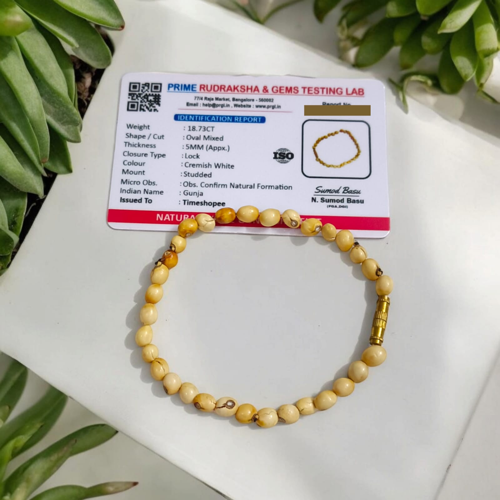 White Gunja Bracelet | Safed Gunja Bracelet | Lab Certified | Timeshopee