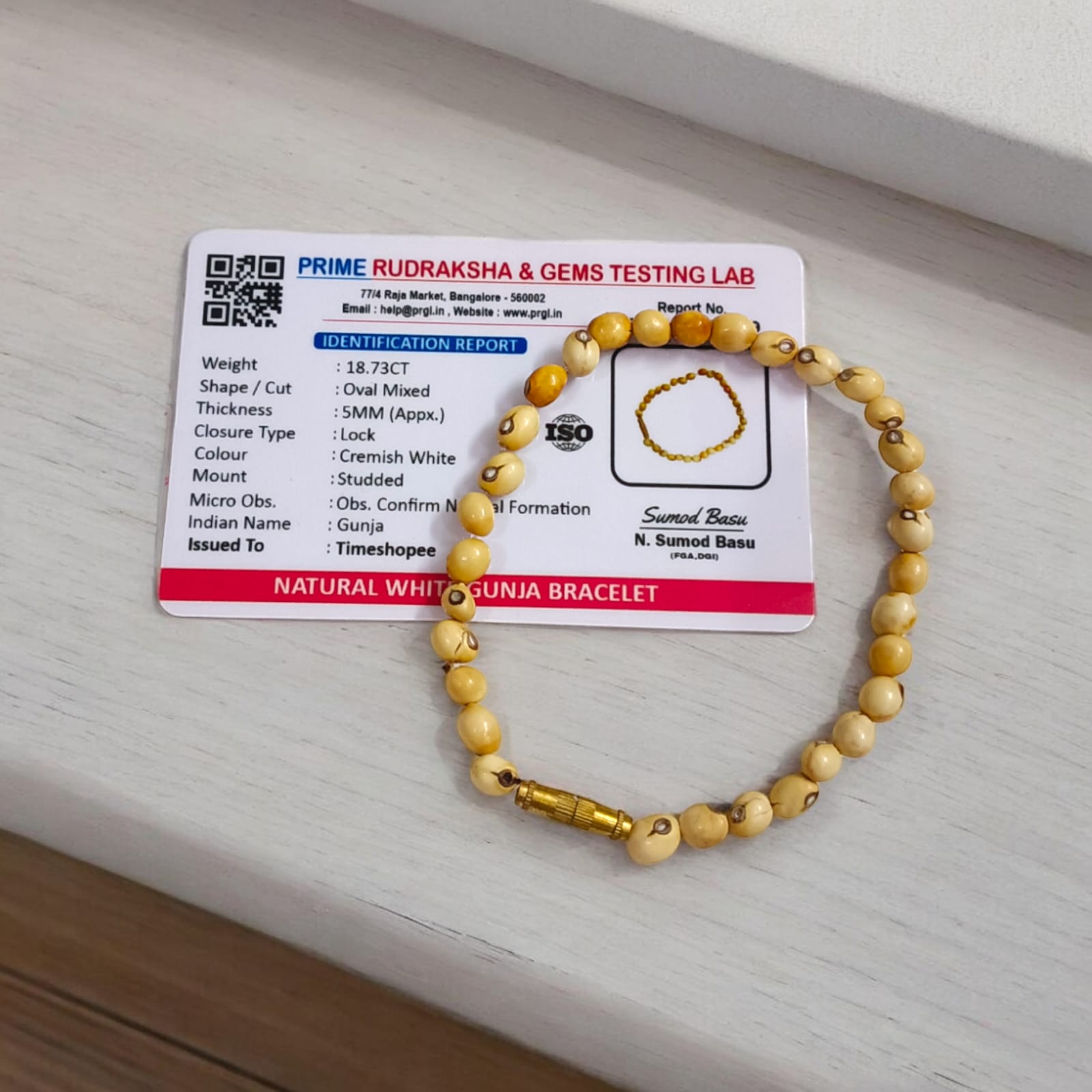 White Gunja Bracelet | Safed Gunja Bracelet | Lab Certified | Timeshopee