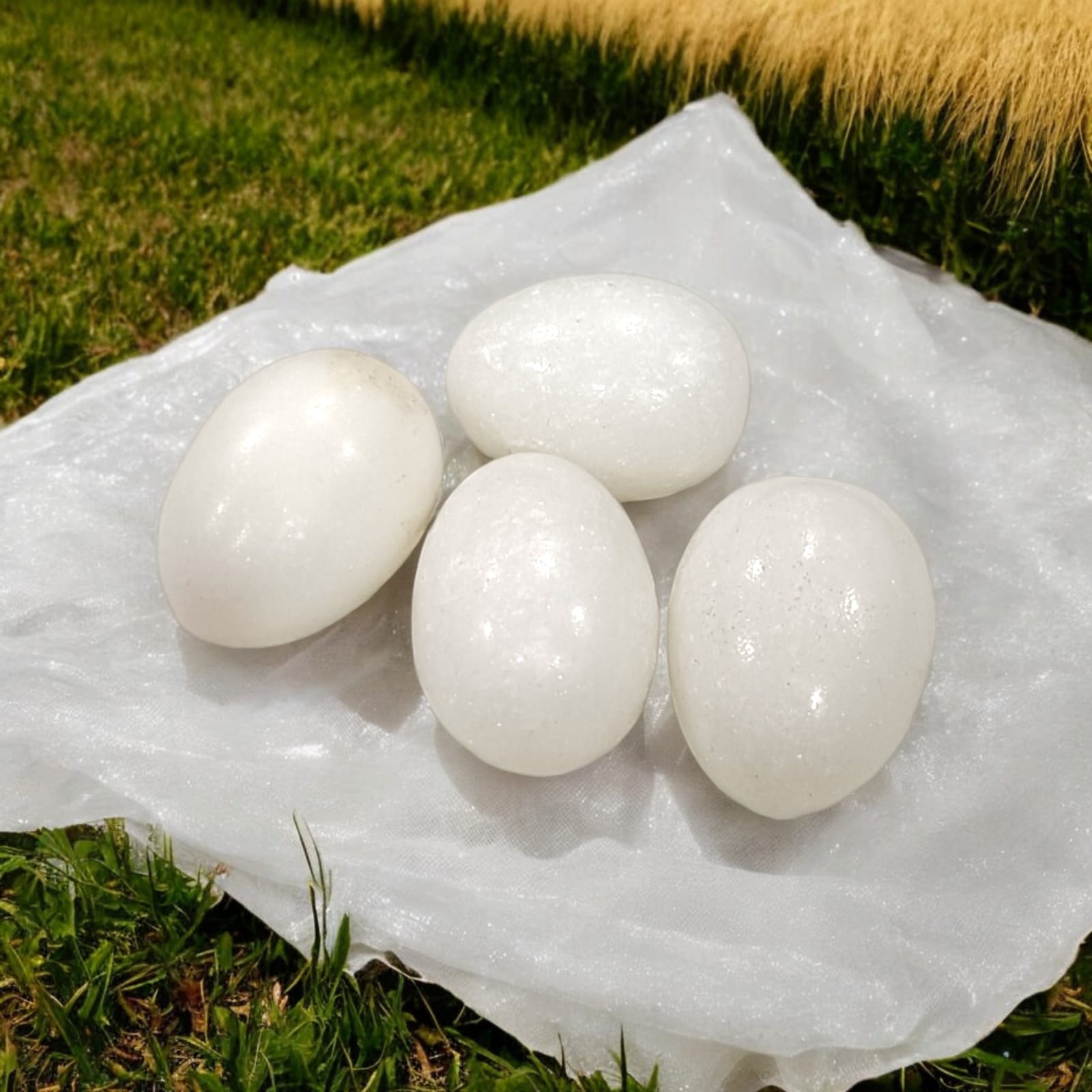 White Marble Shivling Stone for Tulsi and temple worship, representing Lord Shiva with an elegant and pure design.