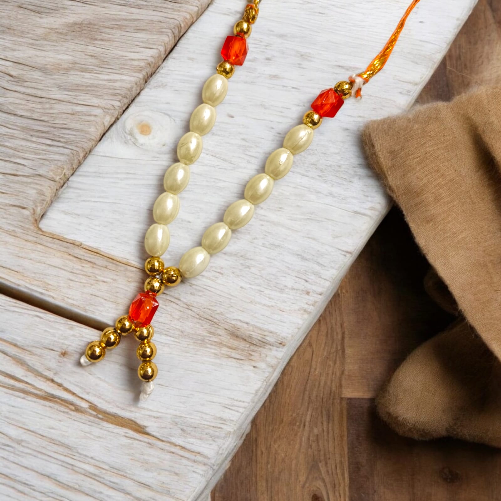 White Moti Mala Garland for Laddu Gopal with Small Beads