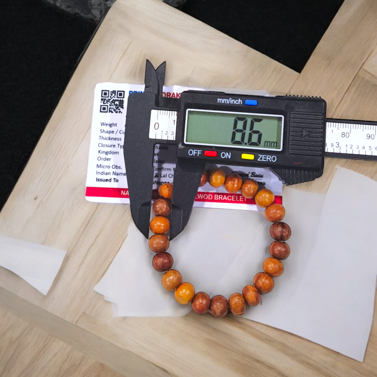 White Safed Chandan Bracelet made of lab-certified sandalwood, perfect for spiritual and everyday use, available at Timeshopee.