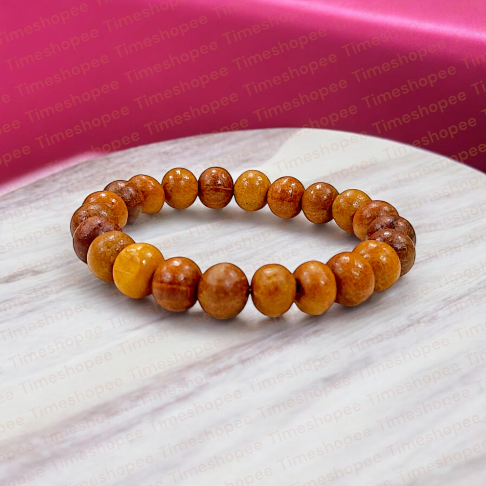 White Safed Chandan Bracelet made of lab-certified sandalwood, perfect for spiritual and everyday use, available at Timeshopee.