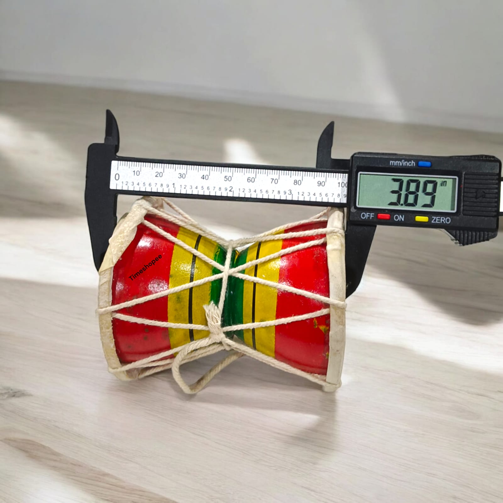 Wooden Damru, Shiv Ji Damroo, traditional percussion instrument for spiritual rituals.