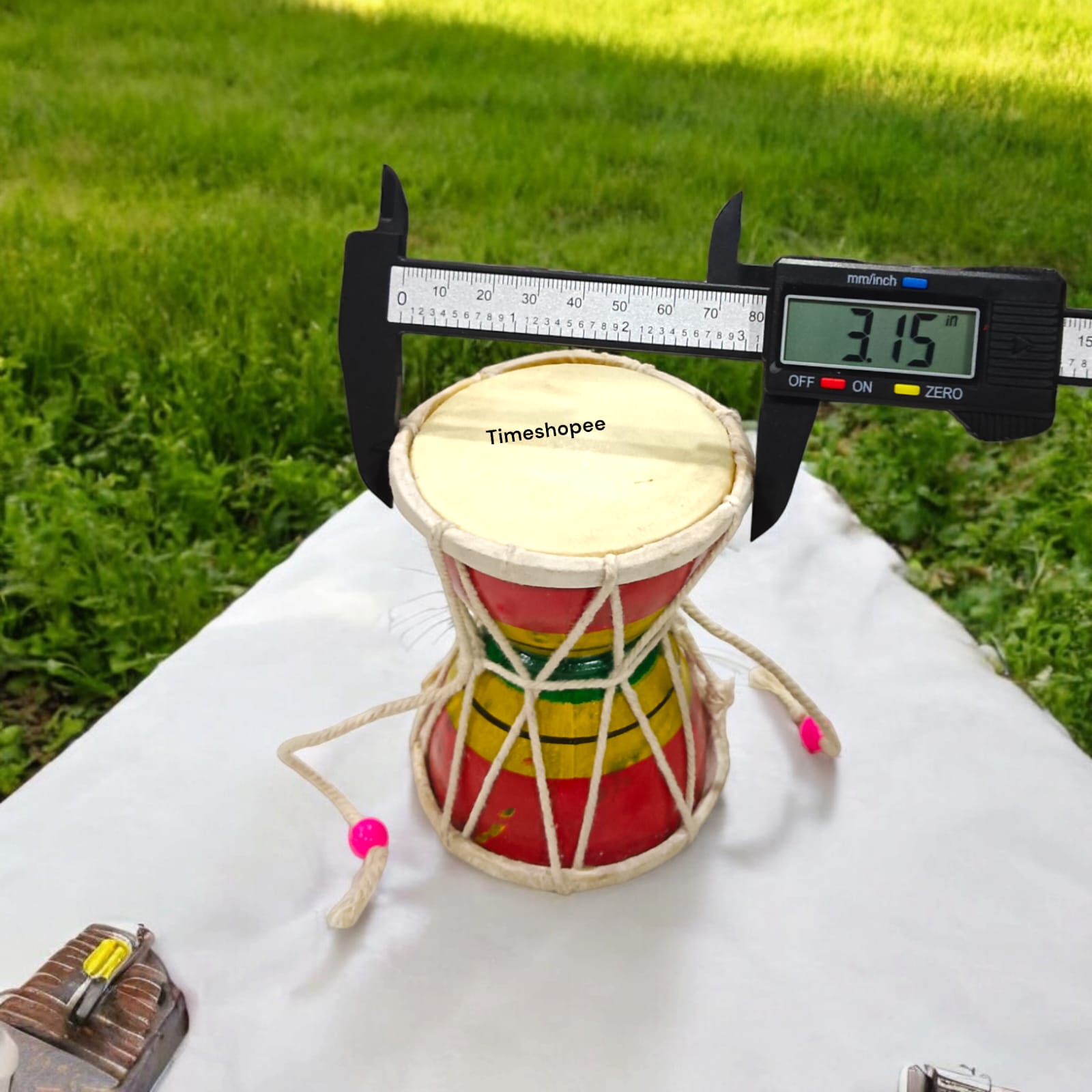 Wooden Damru, Shiv Ji Damroo, traditional percussion instrument for spiritual rituals.