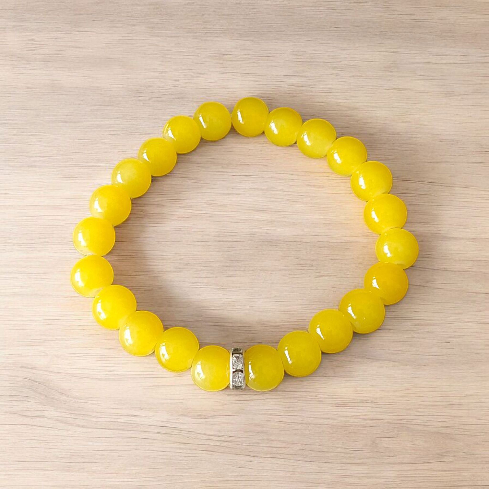 Yellow Agate Bracelet | 8mm Beads Stretchable Bracelet | Lab Certified | Positive Energy & Protection