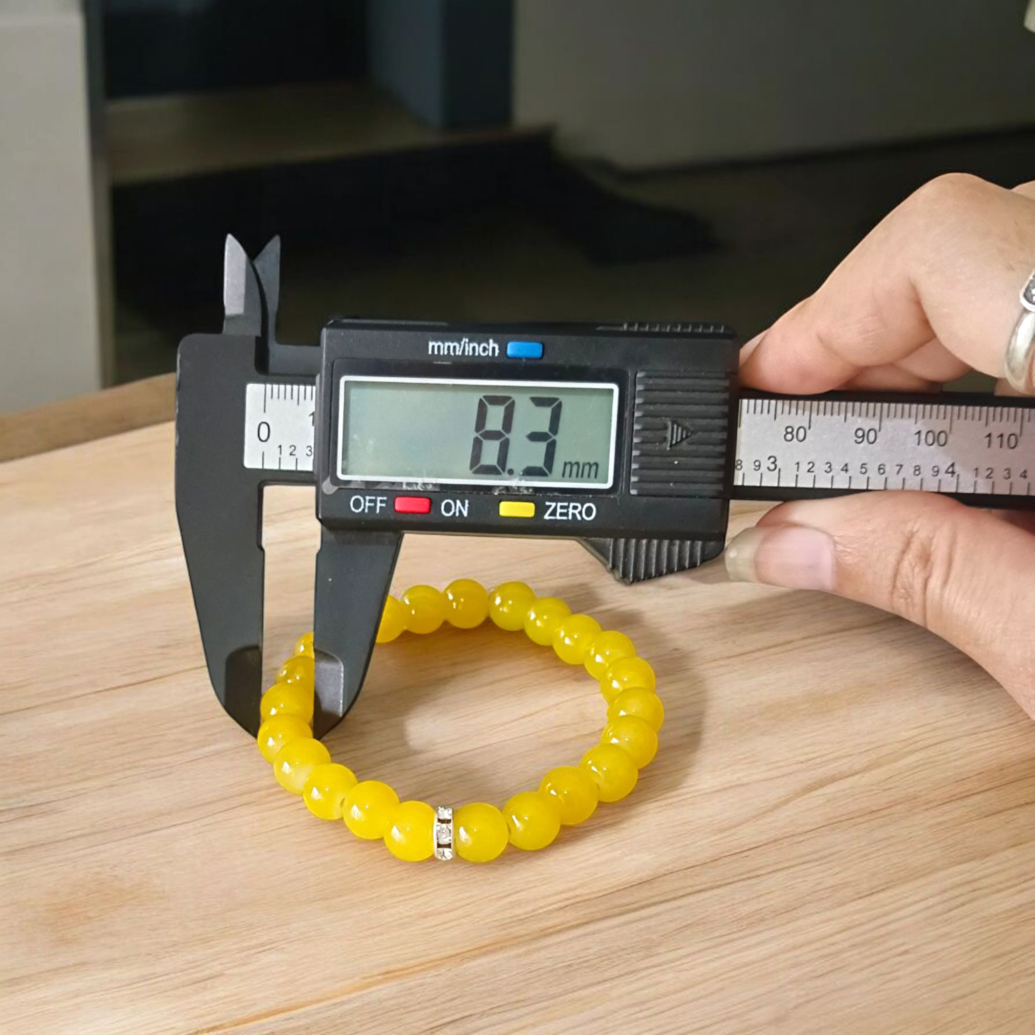 Yellow Agate Bracelet | 8mm Beads Stretchable Bracelet | Lab Certified | Positive Energy & Protection