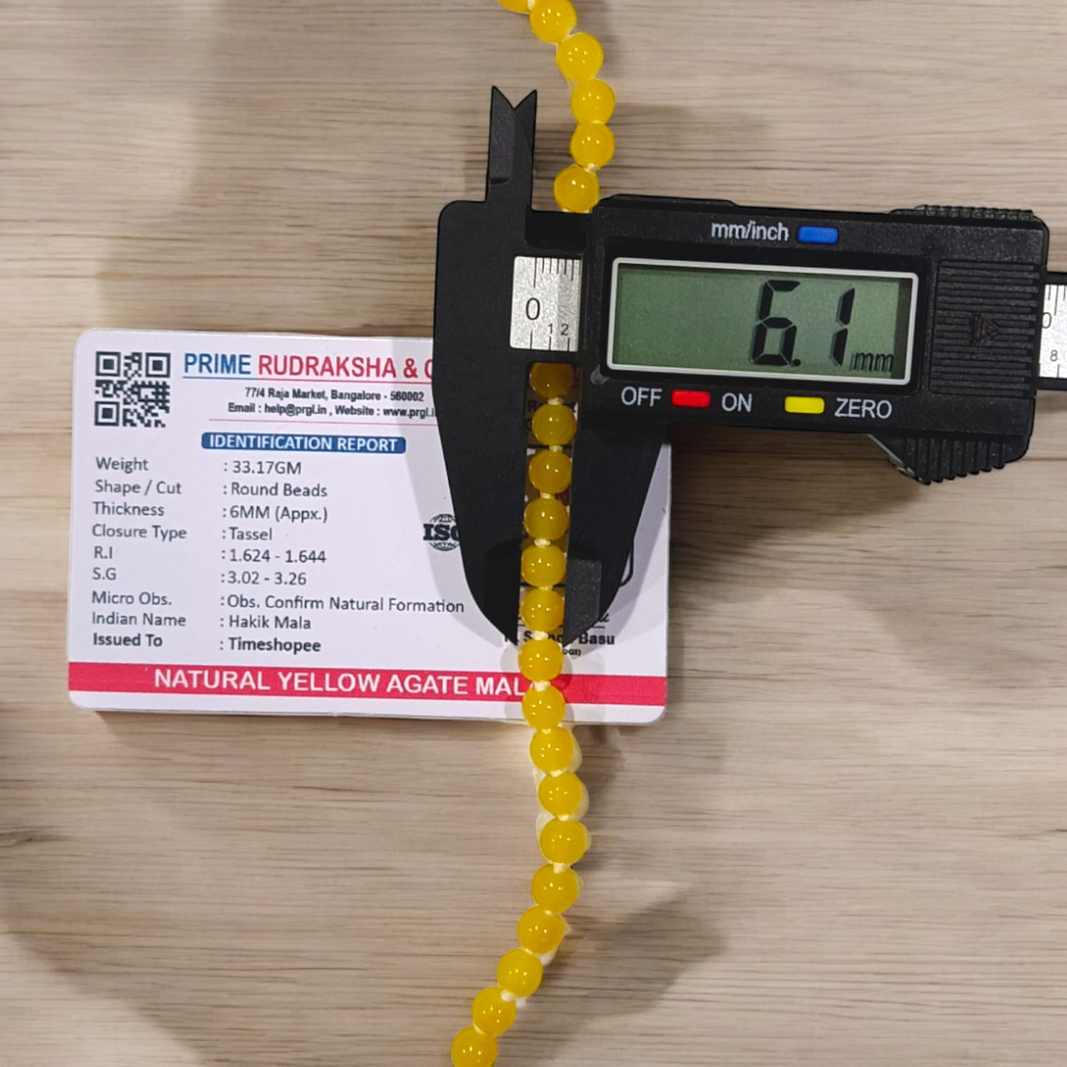 Yellow Agate Mala | Peeli Hakik Mala with 108+1 Beads | Lab Certified | Timeshopee