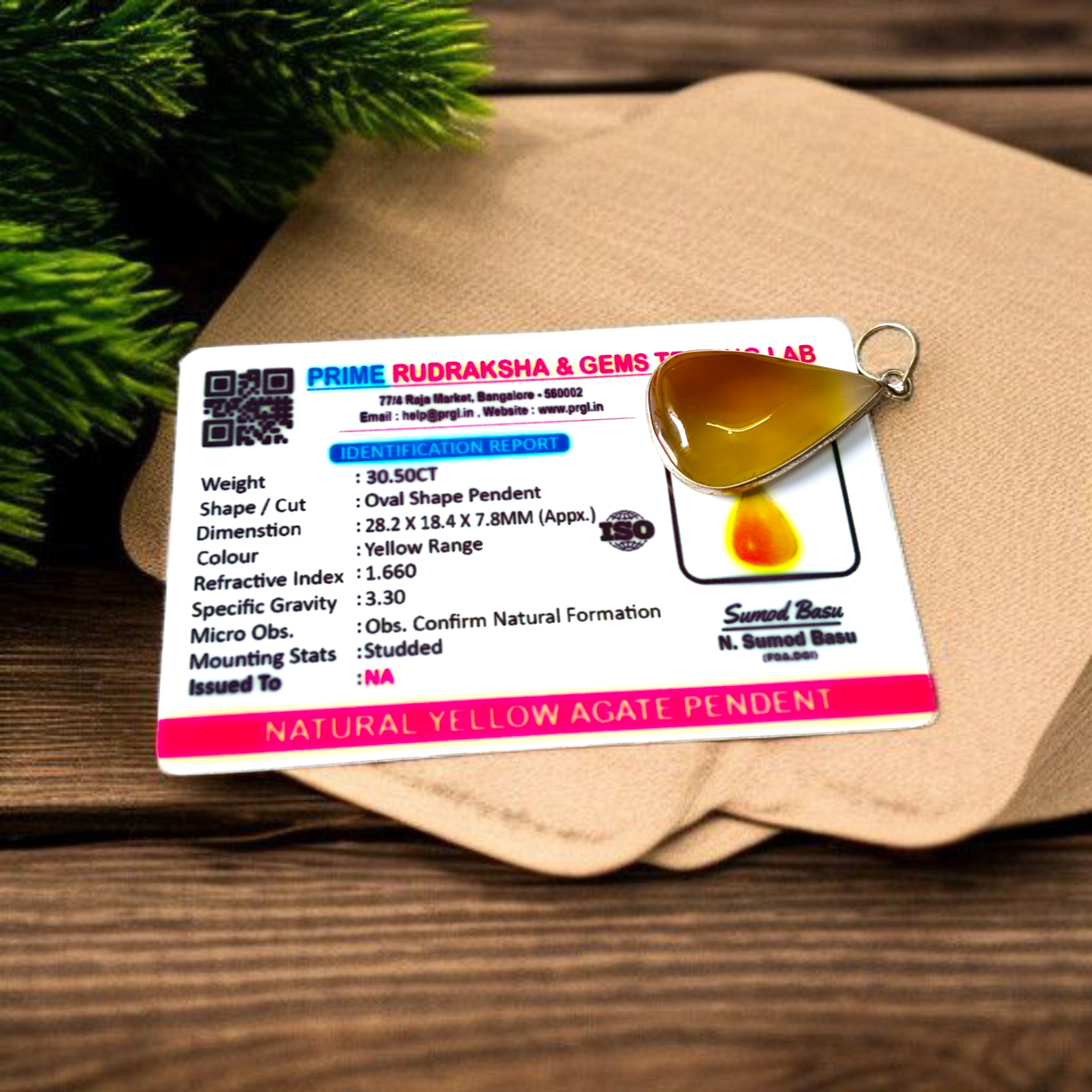 Yellow Agate Pendant | Peela Hakik Locket | Lab Certified | Timeshopee