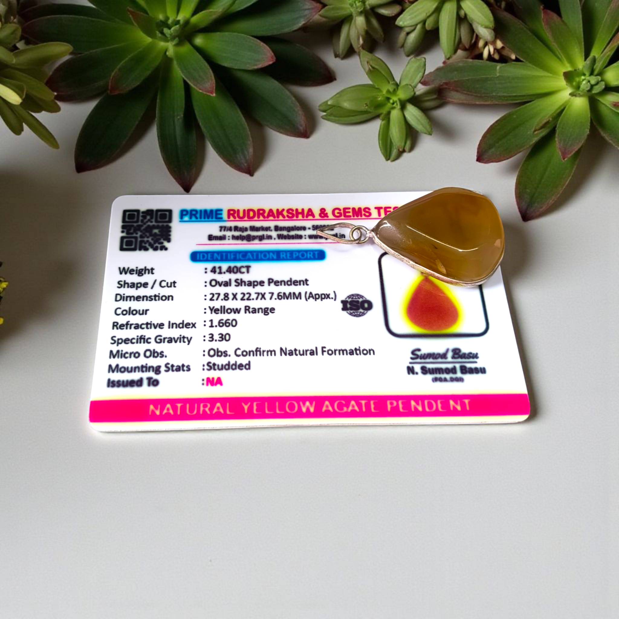 Yellow Agate Pendant | Peela Hakik Locket | Lab Certified | Timeshopee