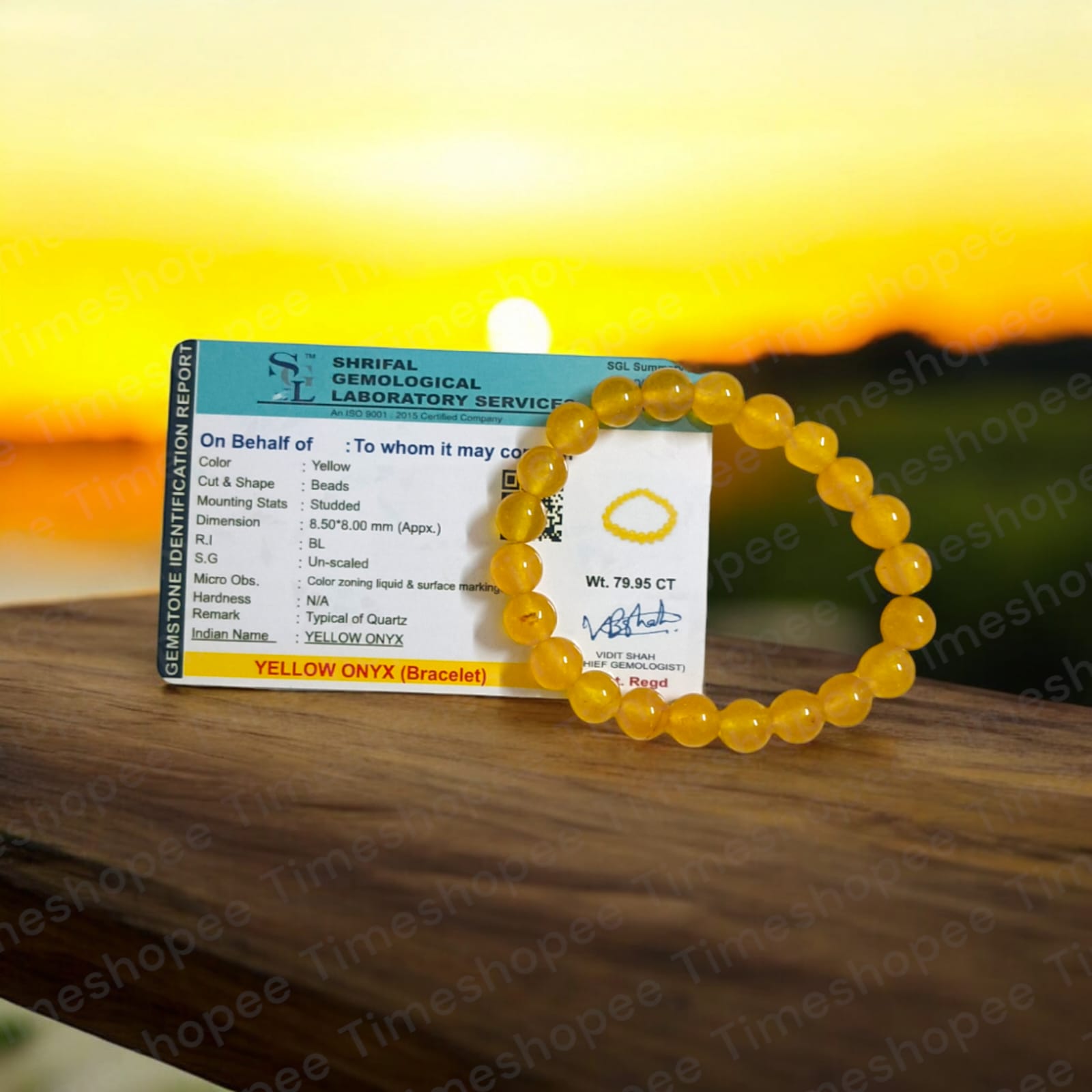 Yellow ONYX Bracelet with Certificate | Timeshopee