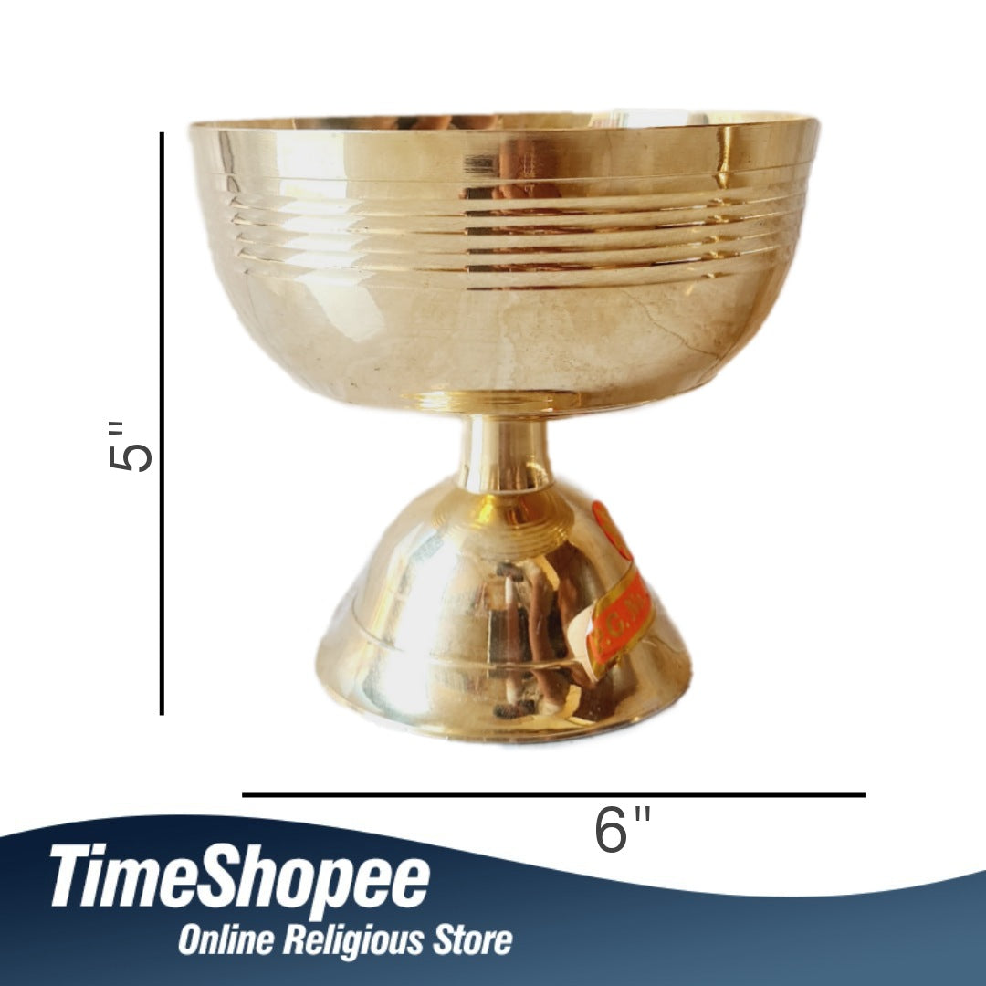 Brass Akhand Jyot with Brass Plate 5X6" By Timeshopee: