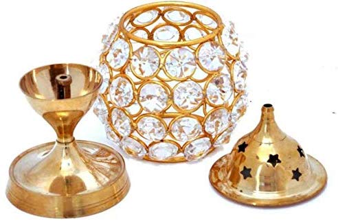Brass Crystal Akhand Jyot Matki Diya from Timeshopee, available in various sizes, ideal for puja and home decoration.