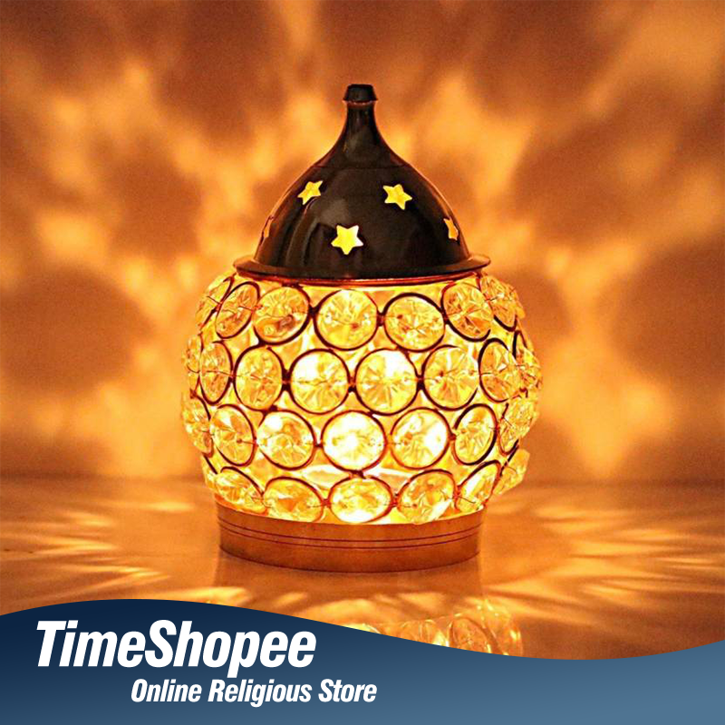 Brass Crystal Akhand Jyot Matki Diya from Timeshopee, available in various sizes, ideal for puja and home decoration.