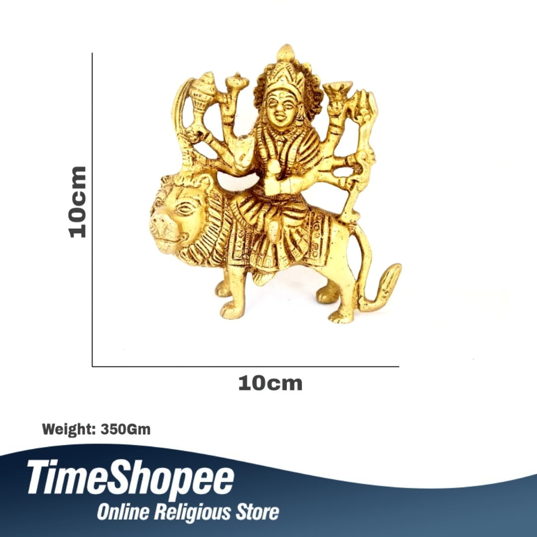 Brass Durga Mata Murti | Sherawali Mata Brass Statue | Mara Rani on Lion | Timeshopee