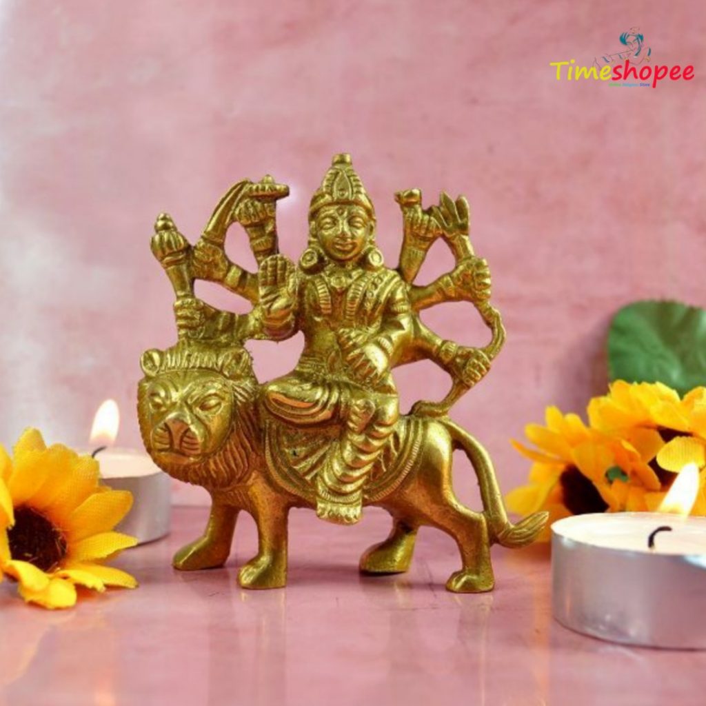 Brass Durga Statue Sherawali Mata By Timeshopee