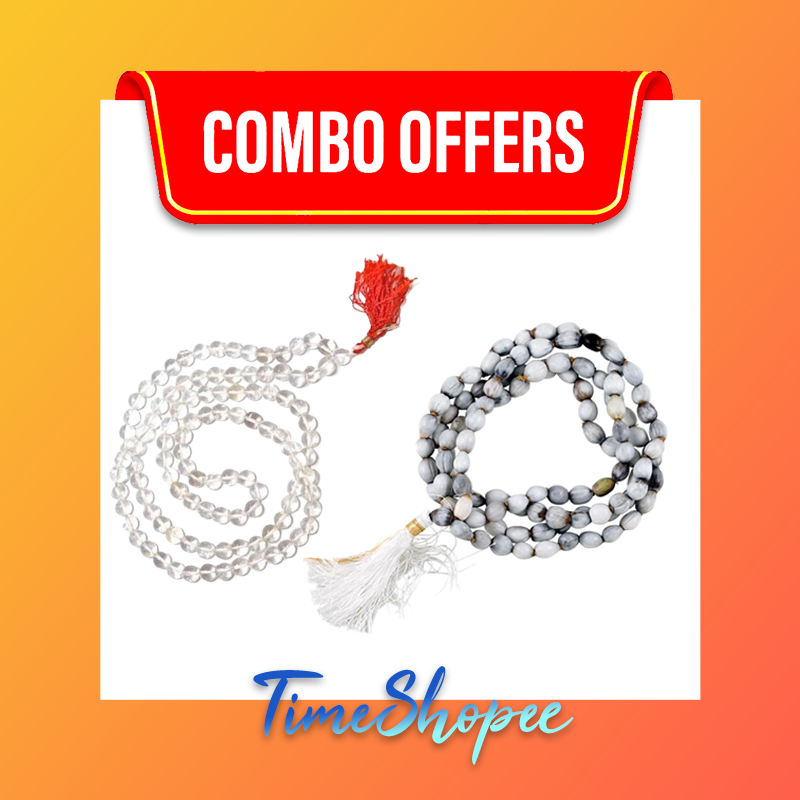 Combo of Crystal Mala With Vaijanti Mala | Lab Certified | Timeshopee