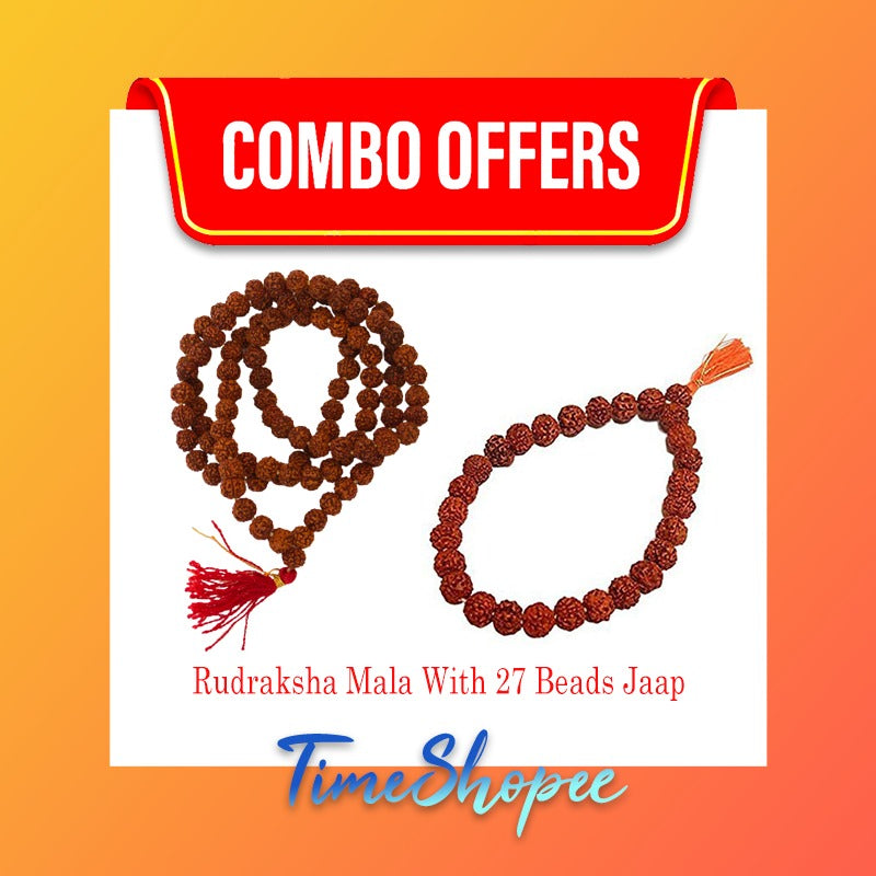 Combo of Rudraksha Mala with 27+1 Beads Jaap | Lab Certified | Timeshopee