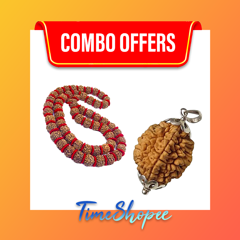 Combo of Rudraksha Velvet Kanth Mala with 2 Mukhi Rudraksha | Lab Certified | Timeshopee