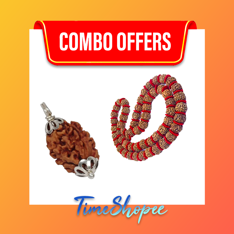 Combo of Rudraksha Velvet Kanth Mala with 3 Mukhi Rudraksha | Lab Certified | Timeshopee
