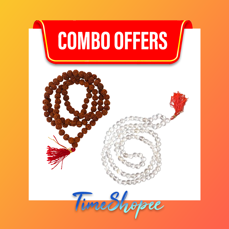 Combo of Sphatik Mala With Rudraksha Mala | Lab Certified | Timeshopee