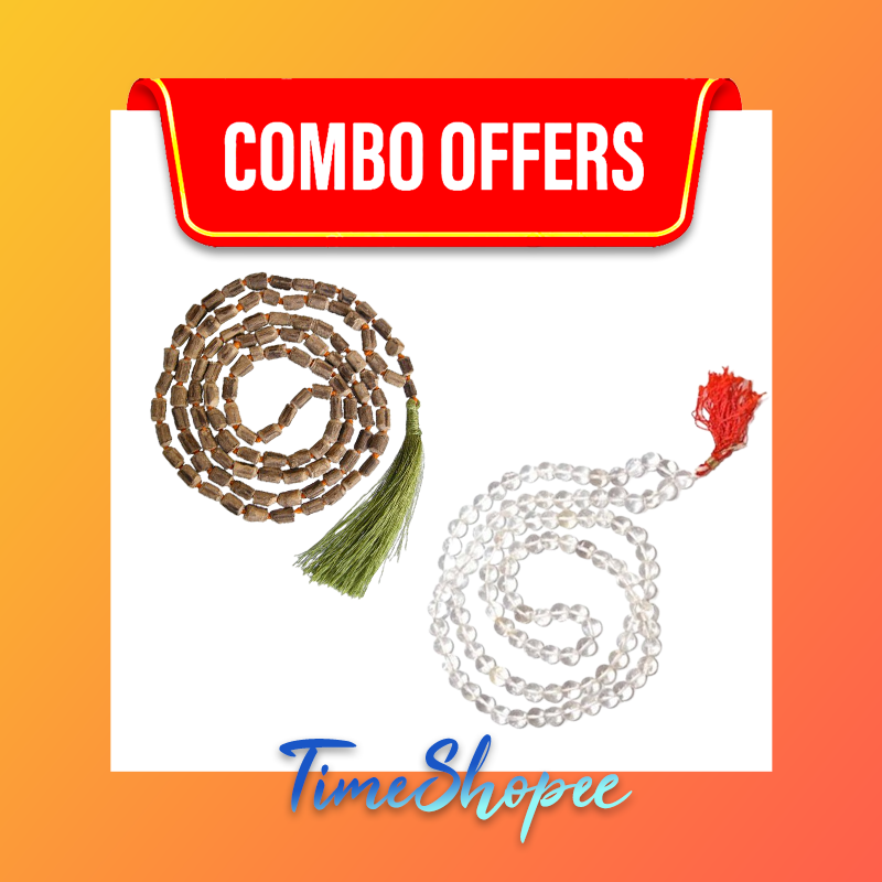 Combo of Tulsi Mala With Sphatik Mala | Lab Certified | Timeshopee