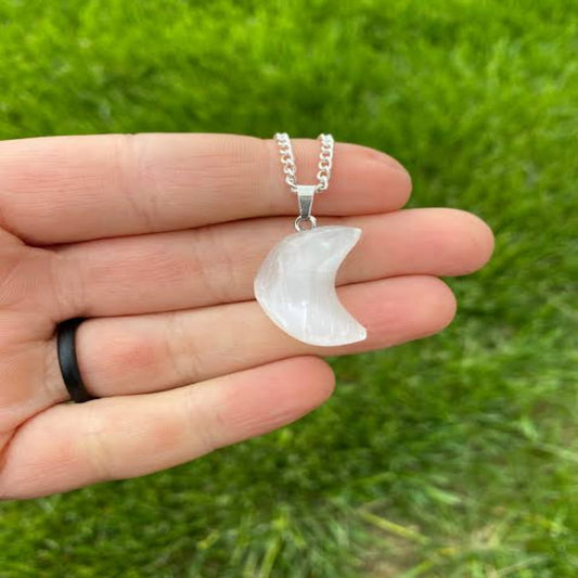 Crystal pendant tumble stone with free silver-plated chain, lab certified