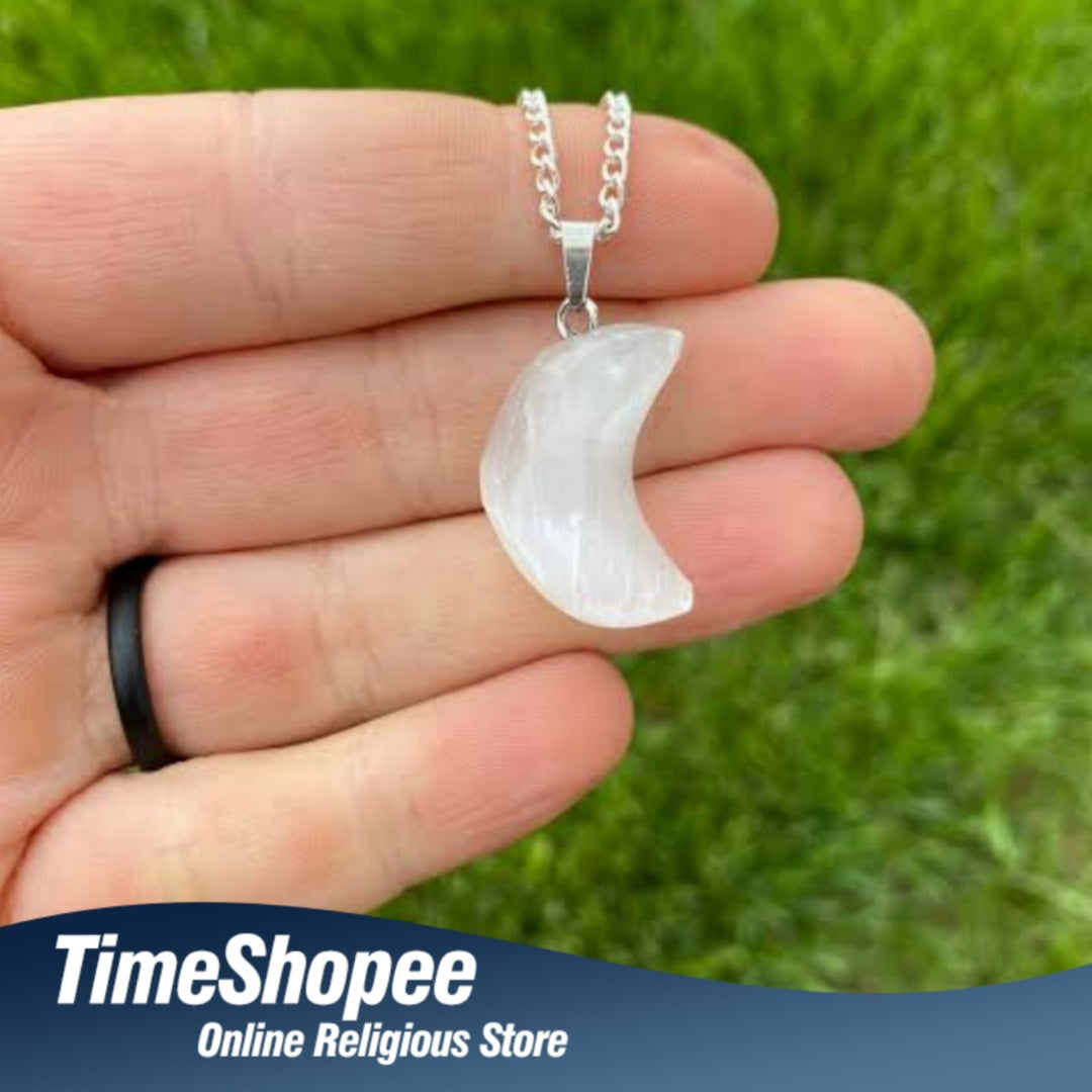 Crystal pendant tumble stone with free silver-plated chain, lab certified