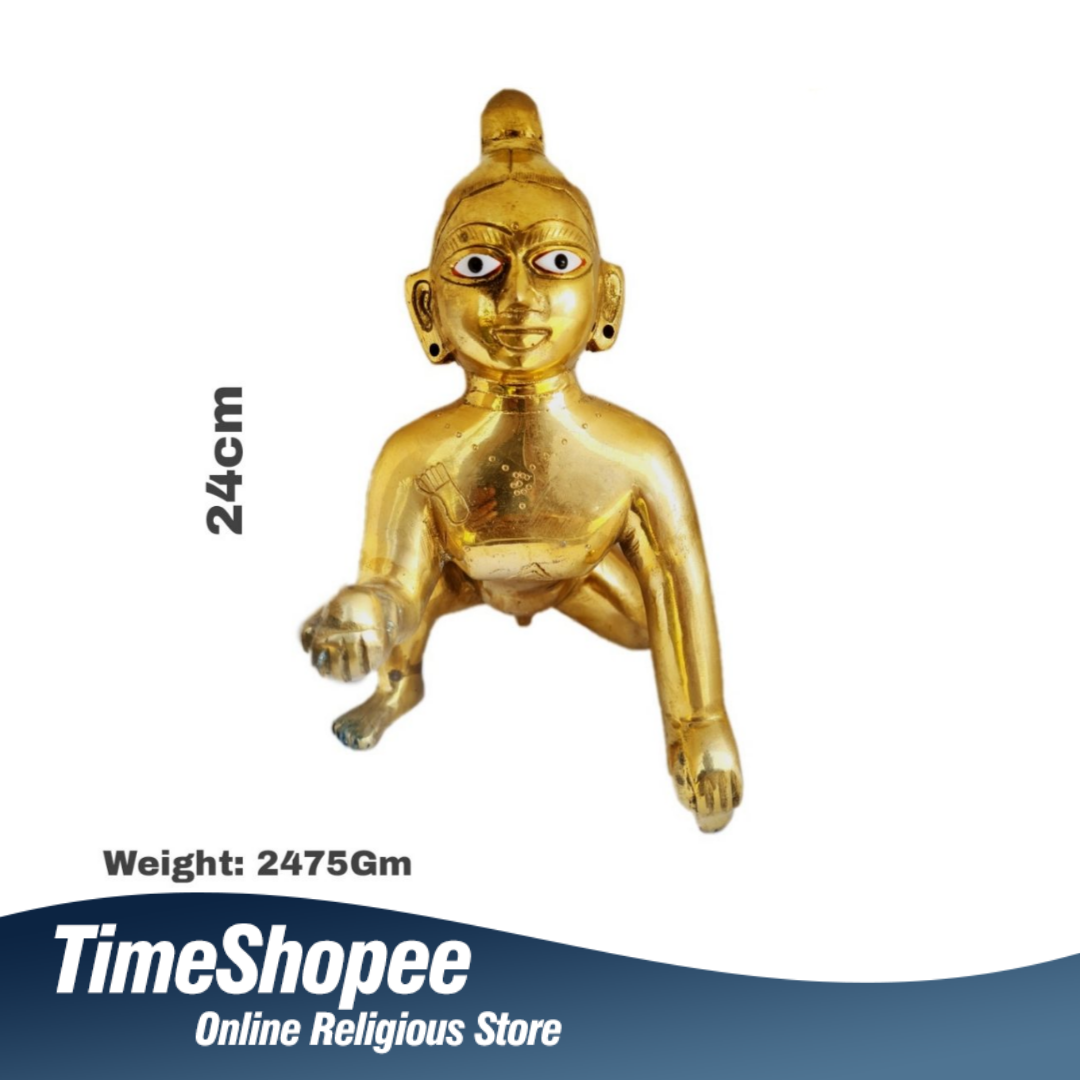 Ladoo Gopal in Brass - Large Size | 24 cm x 16 cm | 2475 gm