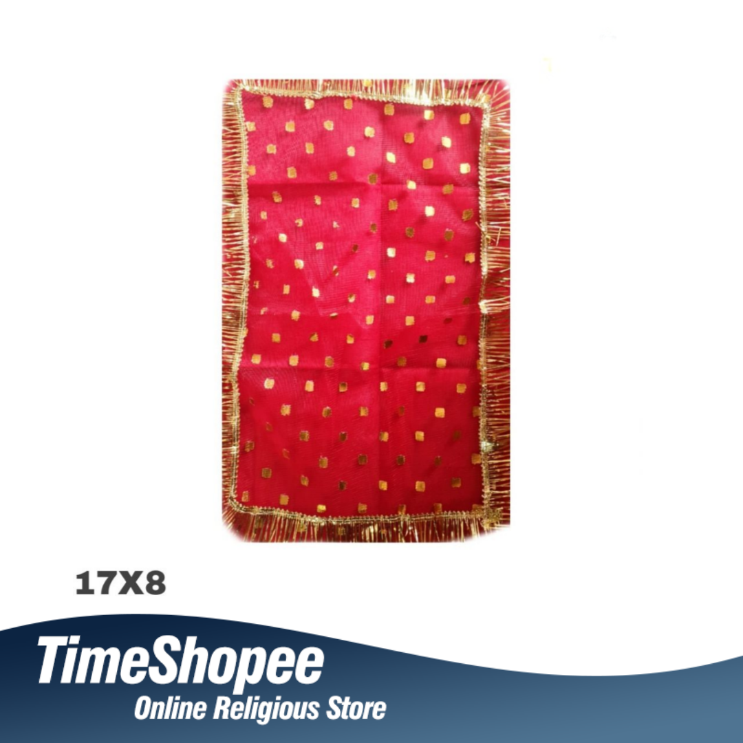 Lal Chunni Mata Rani Red Chuniri 17x8 inches with Golden Bricks Design | Timeshopee