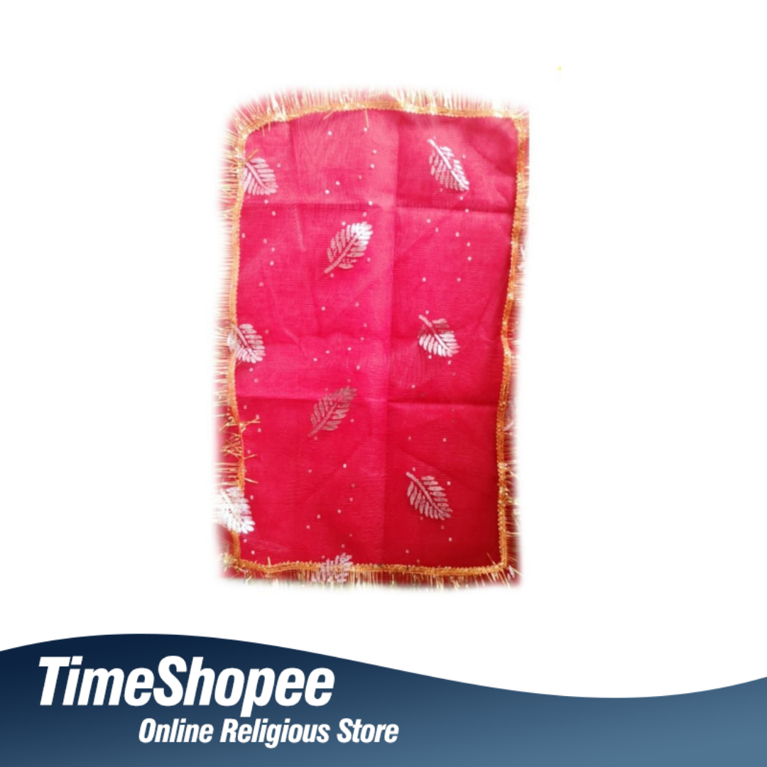 Lal Chunni Mata Rani Red Chuniri 17x8 inches with Golden Flower Design | Timeshopee
