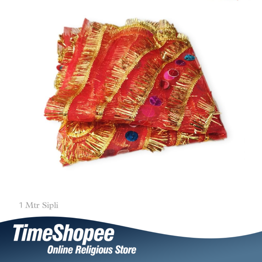 Lal Chunni Mata Rani Red Chuniri 1 Meter with Golden Gotta Design | Timeshopee