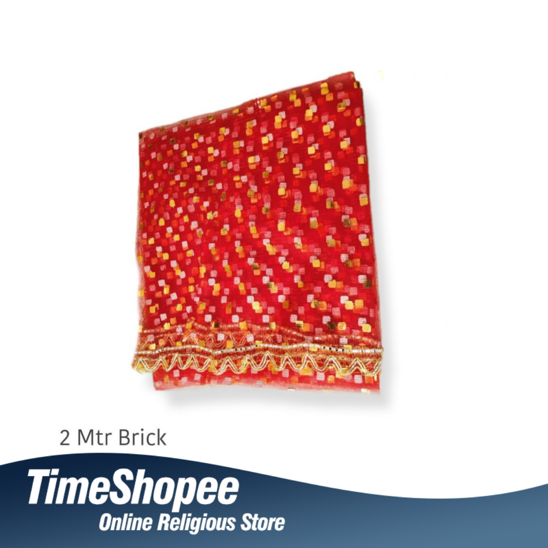 Lal Chunni Mata Rani Red Chuniri 2 Meter with Golden Border | Timeshopee