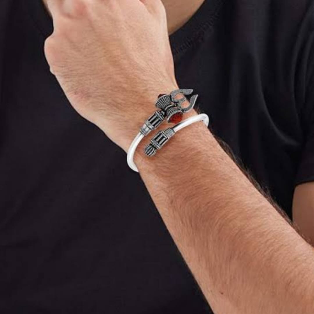 Mahadev Rudraksh Kada in Silver Metal by Timeshopee