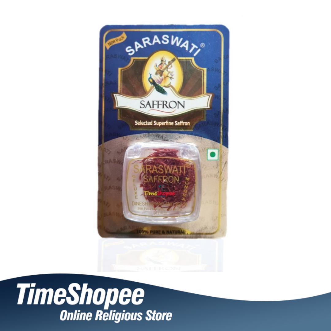 Organic Saraswati Kesar (saffron) 5gm pack for culinary, medicinal, and spiritual uses.