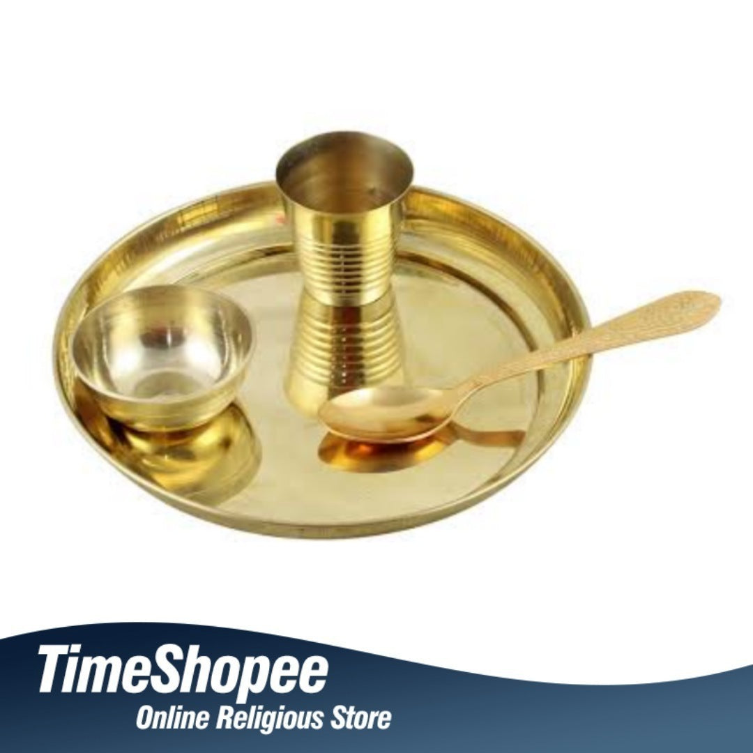 Panchpatra Pali (Achmani) set with Plate and Katori, essential for purification rituals, available at Timeshopee.
