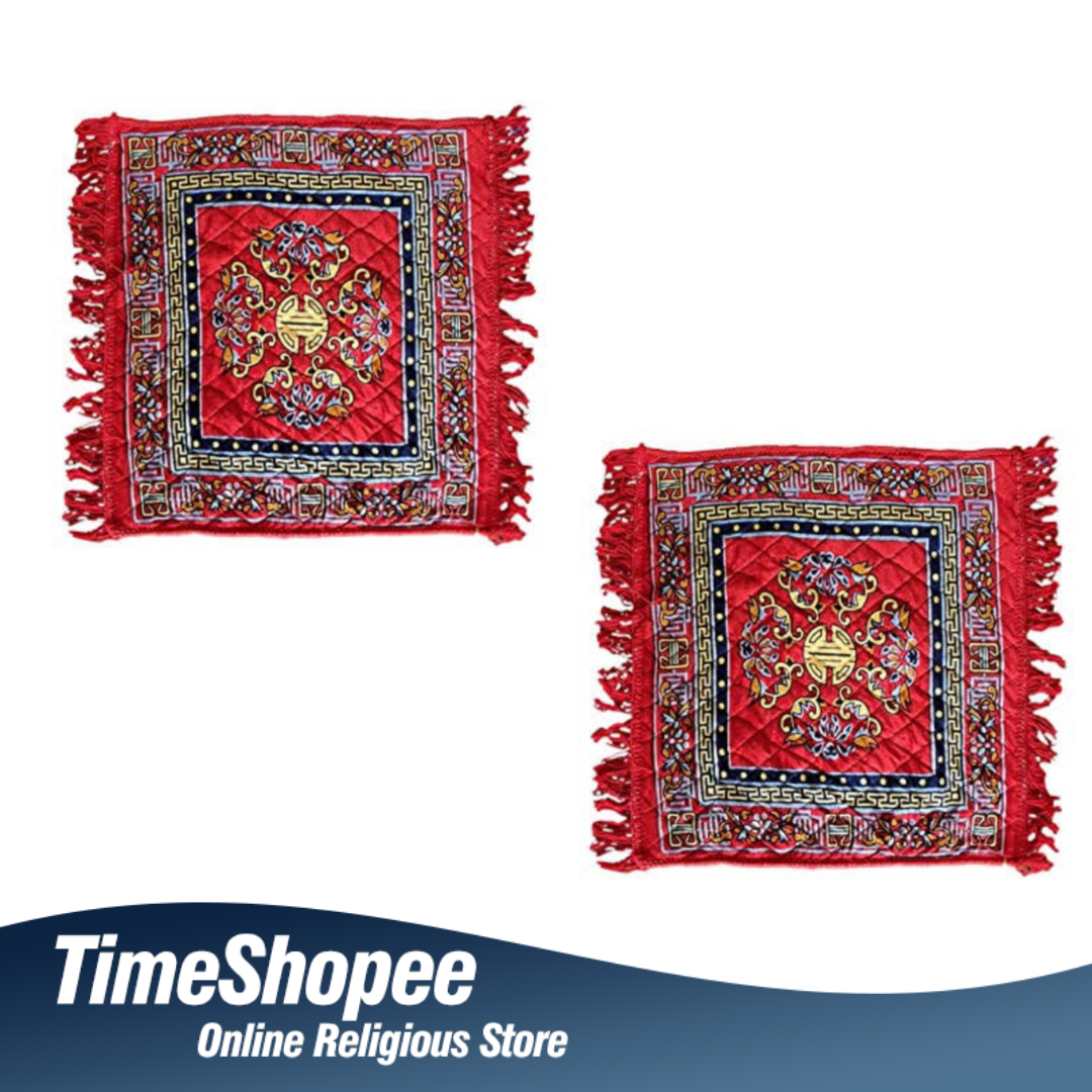 Red Pooja Aasan 2x2 Feet Set of 2 for Mantra Japa and Religious Rituals | Timeshopee